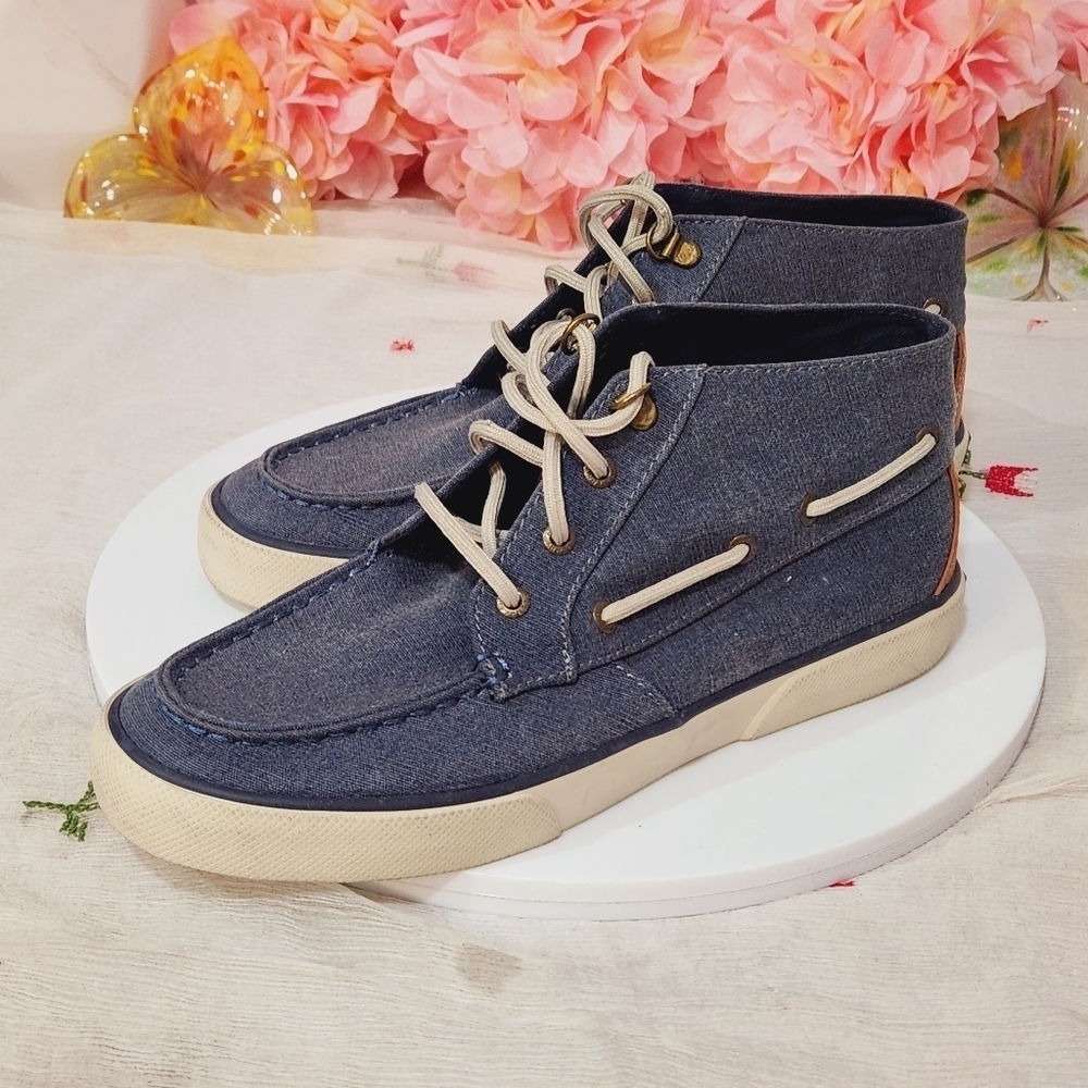 Sperry Denim Blue High-Top Boat Sneakers